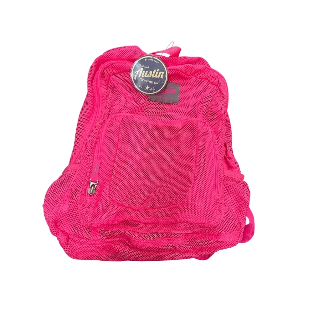 Austin Trading Co Hot Pink Mesh Backpack School Gym Bag YFSACLG0001 NWT I09